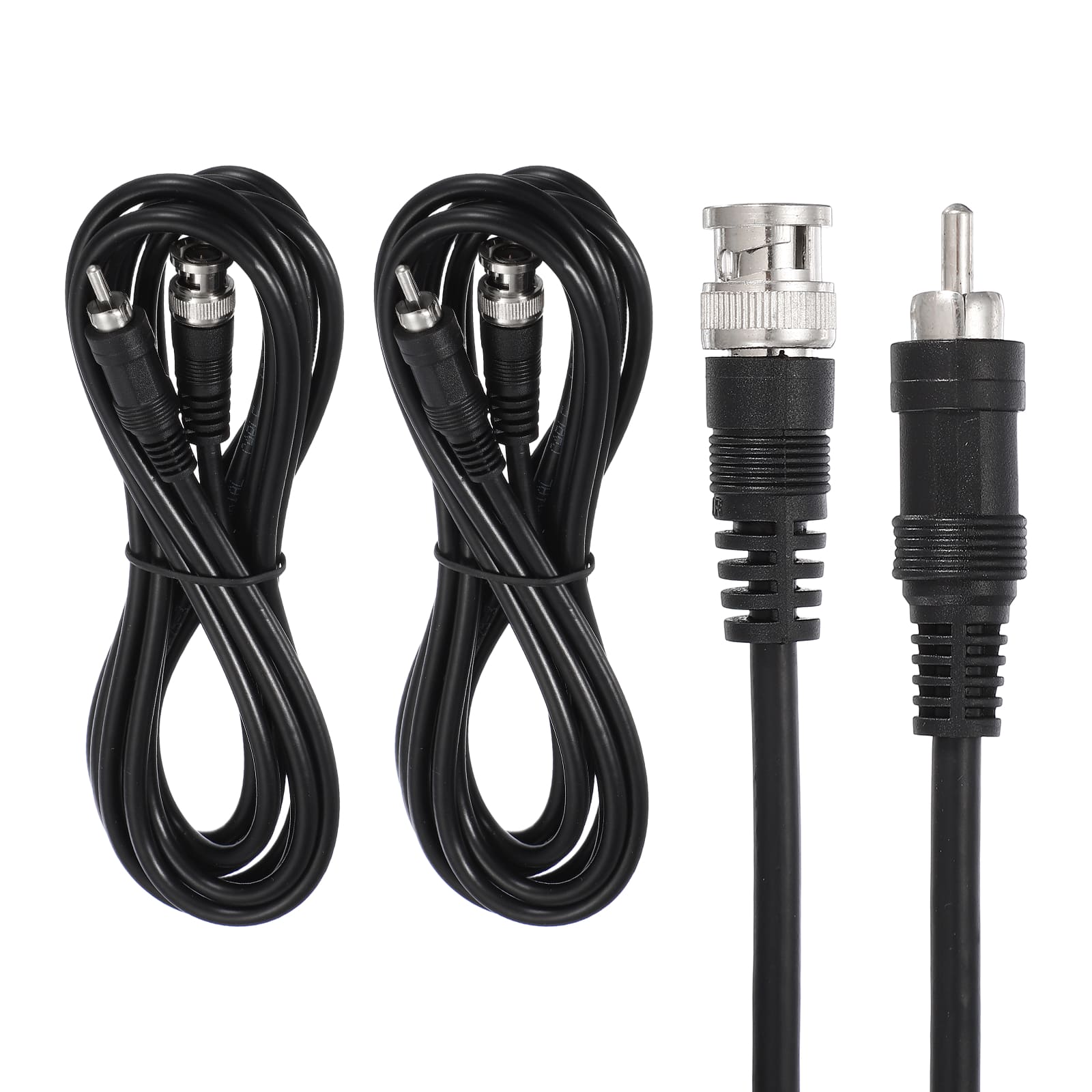 Unique Bargains - 2pcs BNC Male to RCA Male Coaxial Cable 3m RG59 75-3 for DVR CCTV Camera Monitor - Black