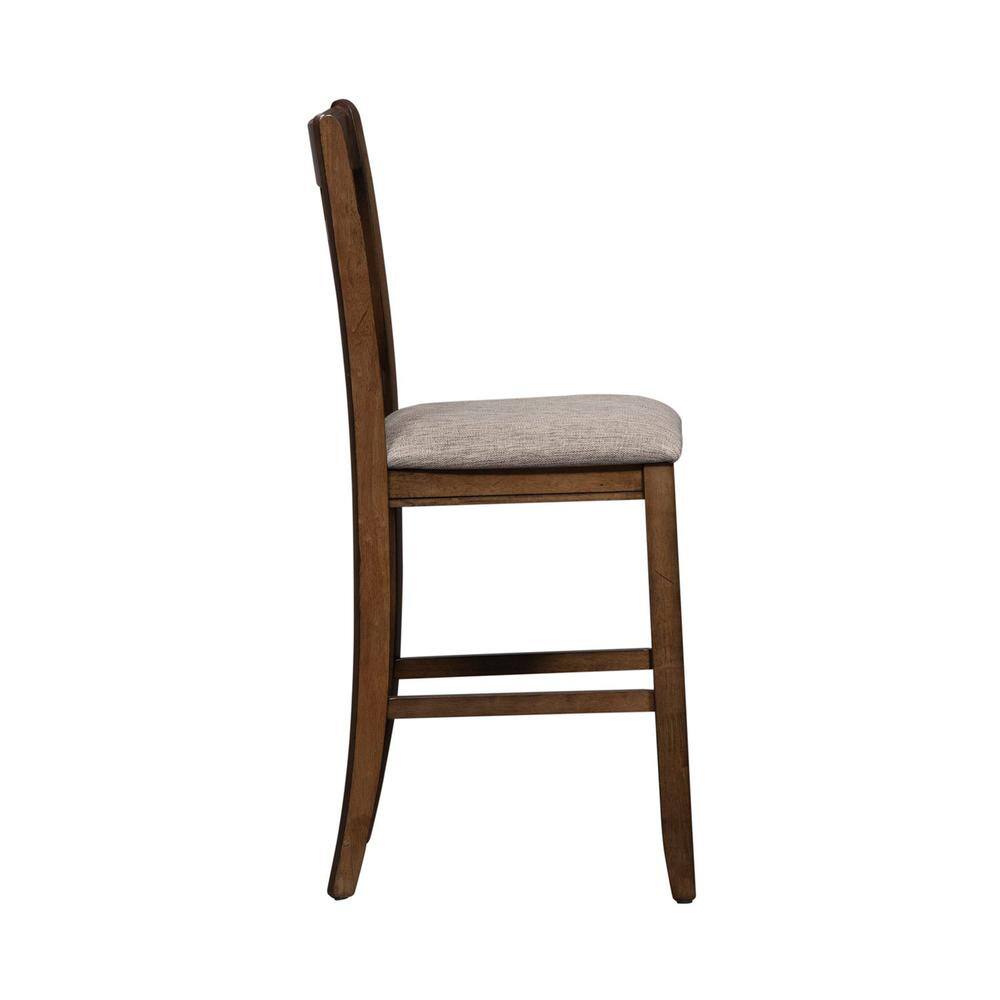 Angle. Liberty Furniture Industries - Santa Rosa 24 Inch Lattice Back Counter Chair in Antique Honey - Brown.