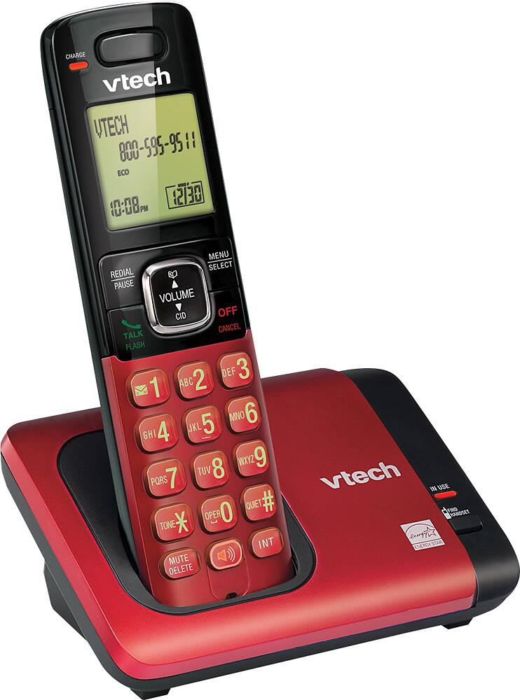 Angle. VTech - CS6619-16 DECT 6.0 Expandable Cordless Phone with 1 Handset - Red.