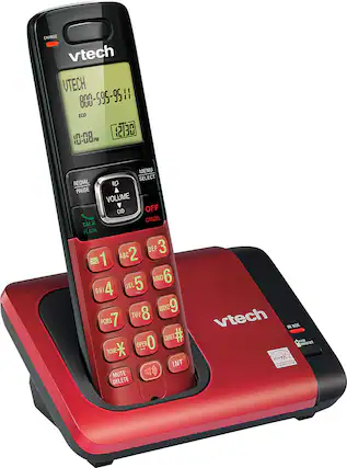 Angle. VTech - CS6619-16 DECT 6.0 Expandable Cordless Phone with 1 Handset - Red.
