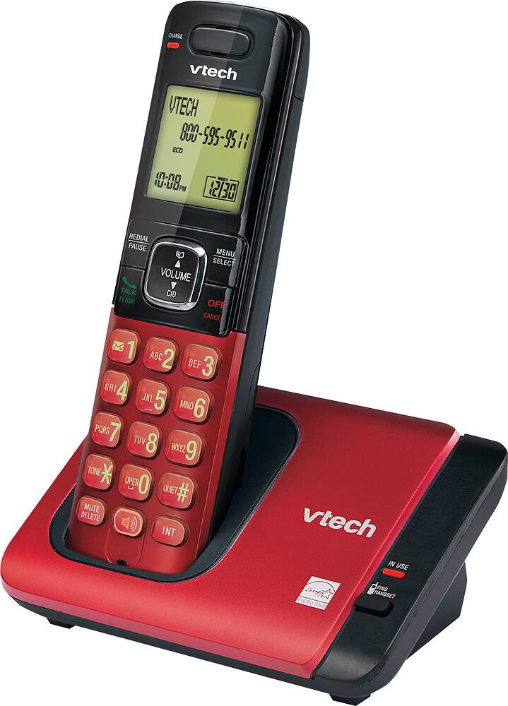 Left. VTech - CS6619-16 DECT 6.0 Expandable Cordless Phone with 1 Handset - Red.