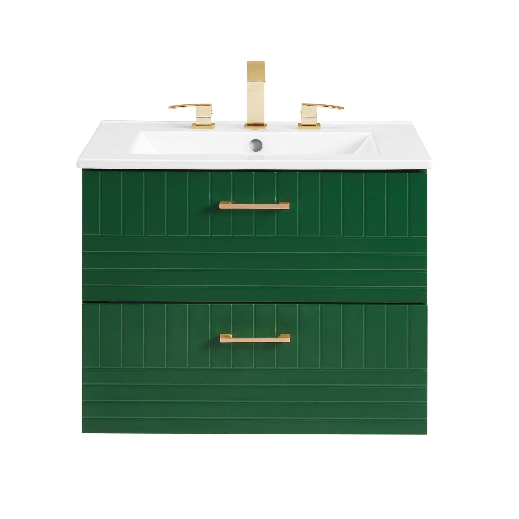 Alt View 3. Modway - Daybreak Wall-Mount Bathroom Vanity Basin Included by Modway - Green White.