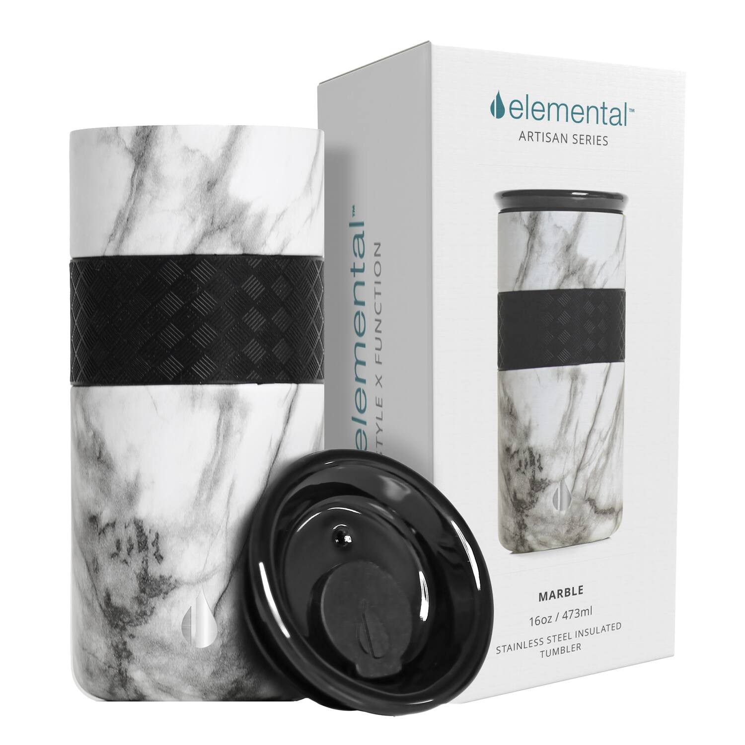 elemental FUNCTION X TYLE elemental ARTISAN SERIES MARBLE 16oz / 473ml STEEL INSULATED STAINLESS TUMBLER