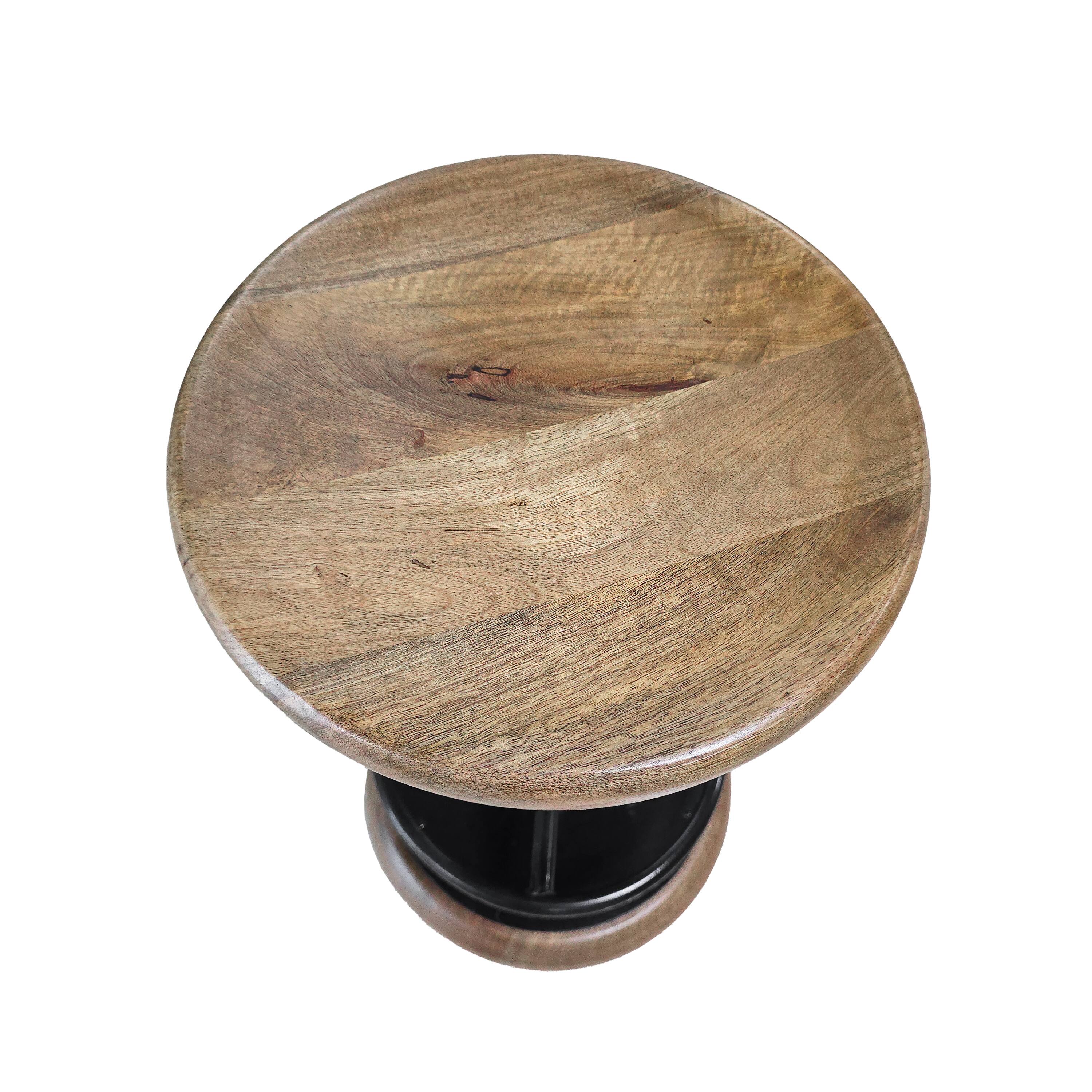 Alt View 2. Manhattan Lane - Rustic Charm Swivel Counter Bar Stool 24 Inch Handcrafted, Brown Mango Wood Round Seat, Black Iron Base with Footrest - Brown, Black.