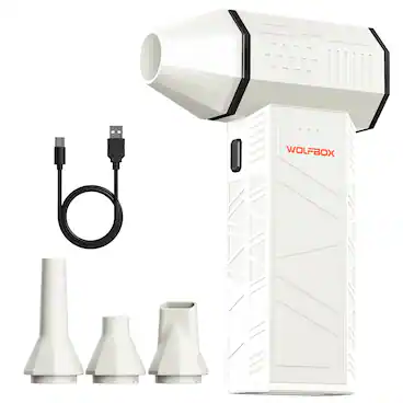 Front. WOLFBOX - Compressed Air Duster, 110000RPM Super Power Electric Air Blower, Fast Charging, Dust Blower for PC, Keyboard, Outdoor - White.