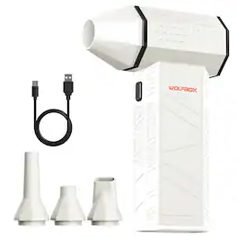 WOLFBOX - Compressed Air Duster, 110000RPM Super Power Electric Air Blower, Fast Charging, Dust Blower for PC, Keyboard, Outdoor - White