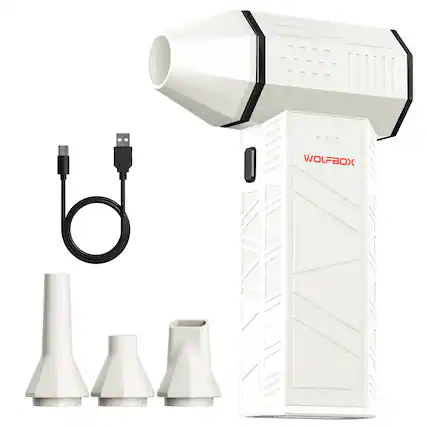 Front. WOLFBOX - Compressed Air Duster, 110000RPM Super Power Electric Air Blower, Fast Charging, Dust Blower for PC, Keyboard, Outdoor - White.