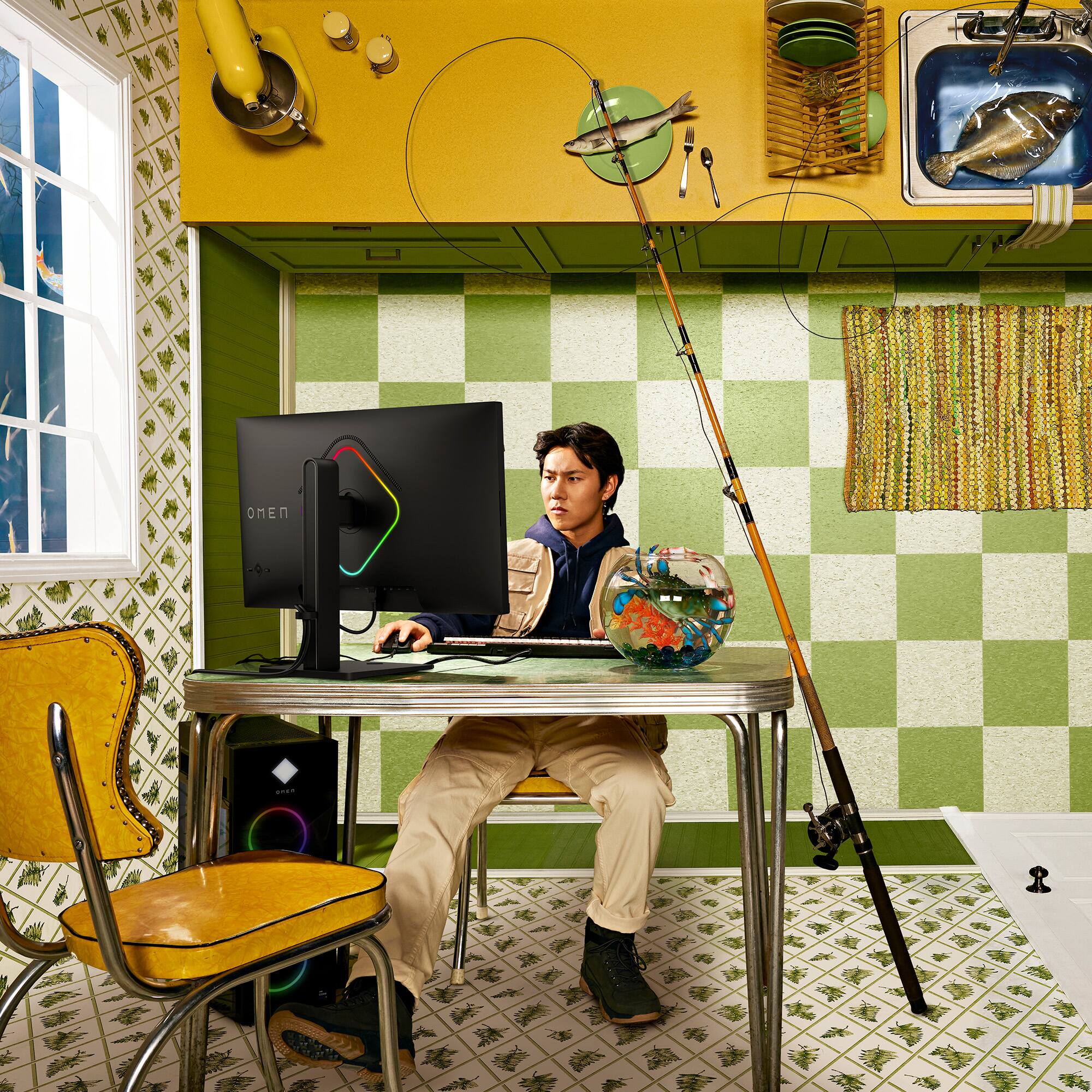 Alt View 19. HP OMEN - 27" IPS LED FHD 240Hz FreeSync and G-SYNC Compatible Gaming Monitor with HDR (DisplayPort, HDMI, USB) - Black.