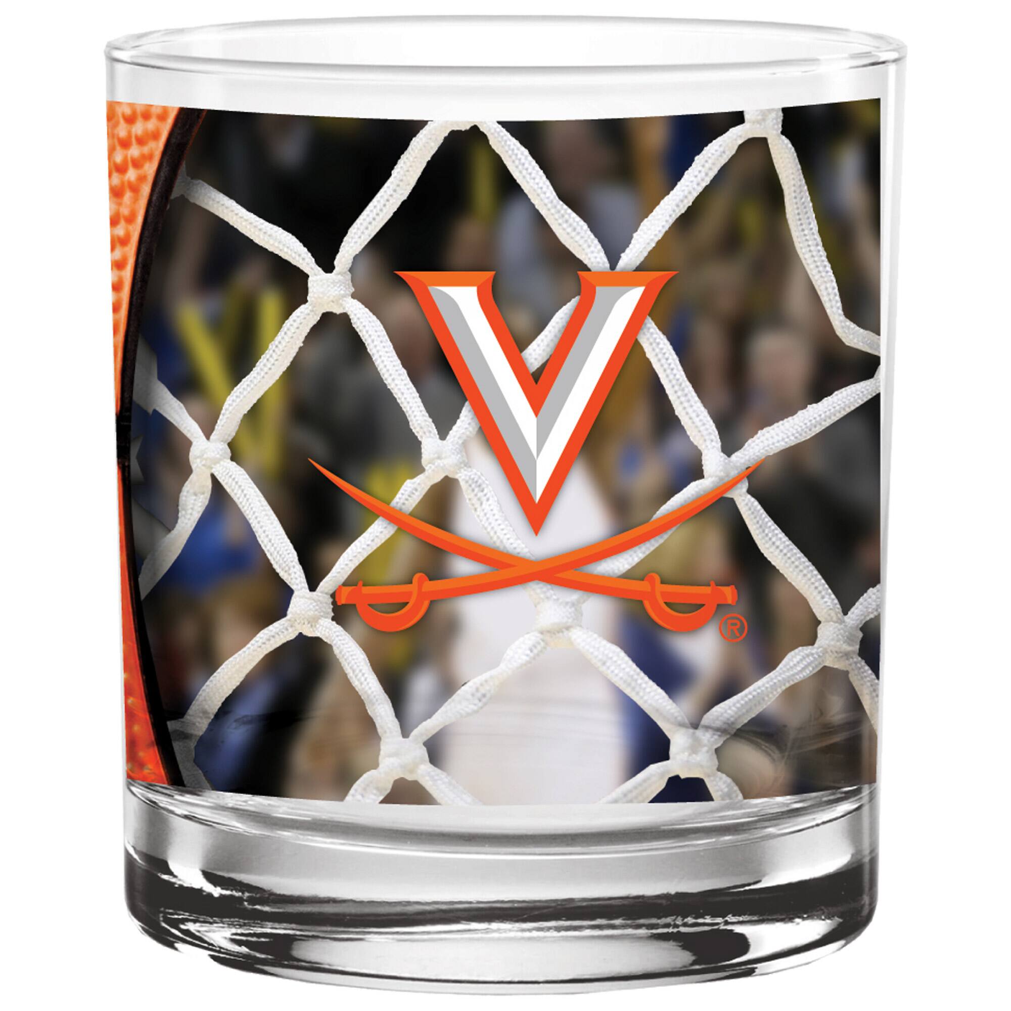 Alt View 1. Indigo Falls - Virginia Cavaliers 14oz. Basketball Glass - Multicolor.