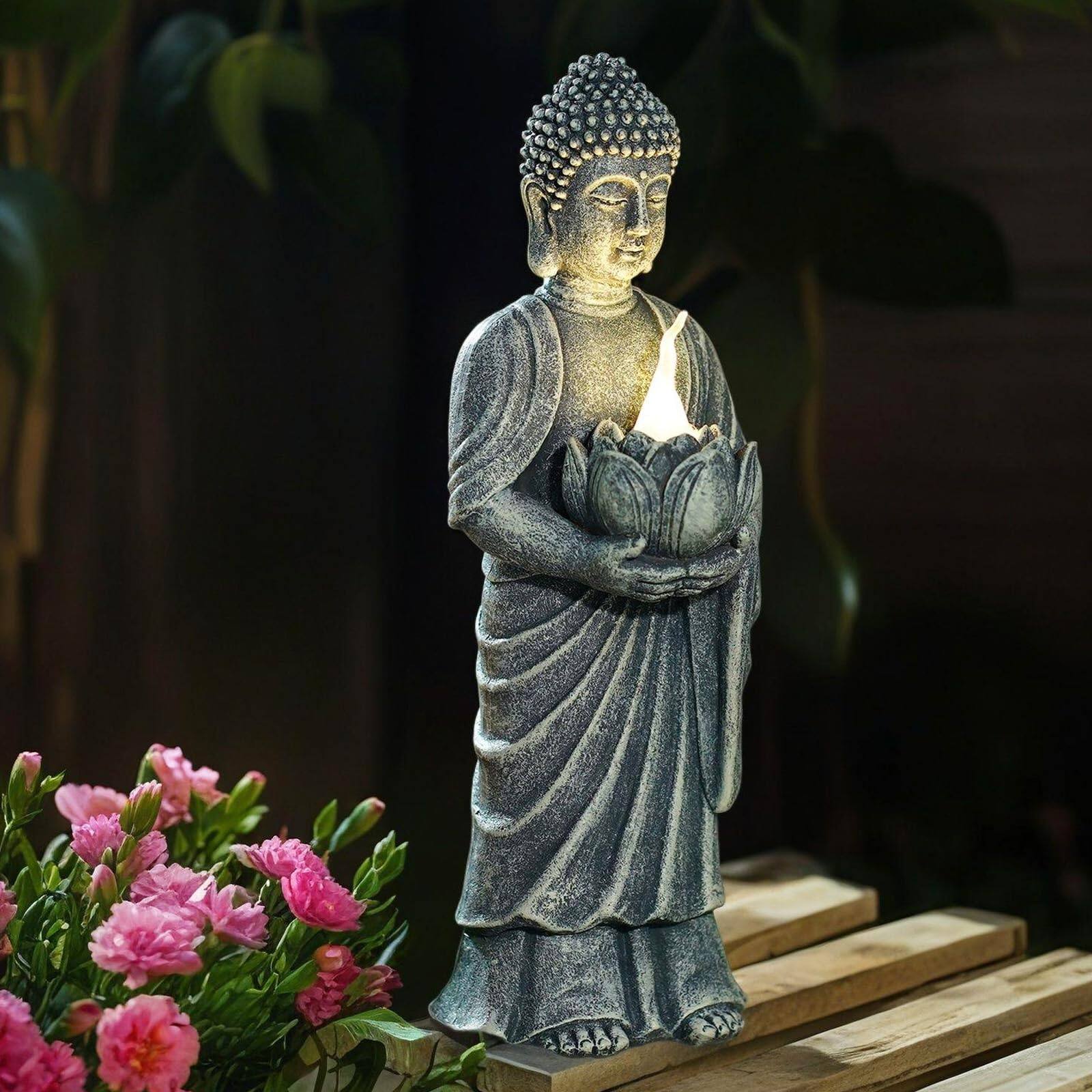 Alt View 6. Alchemy Casas - Solar Buddha Statue Outdoor - Tall Yard Zen Garden Decor Ideal Gifts For Housewarming.