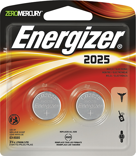 Energizer CR2025 3V Coin Cell Lithium Batteries - Package of 2
