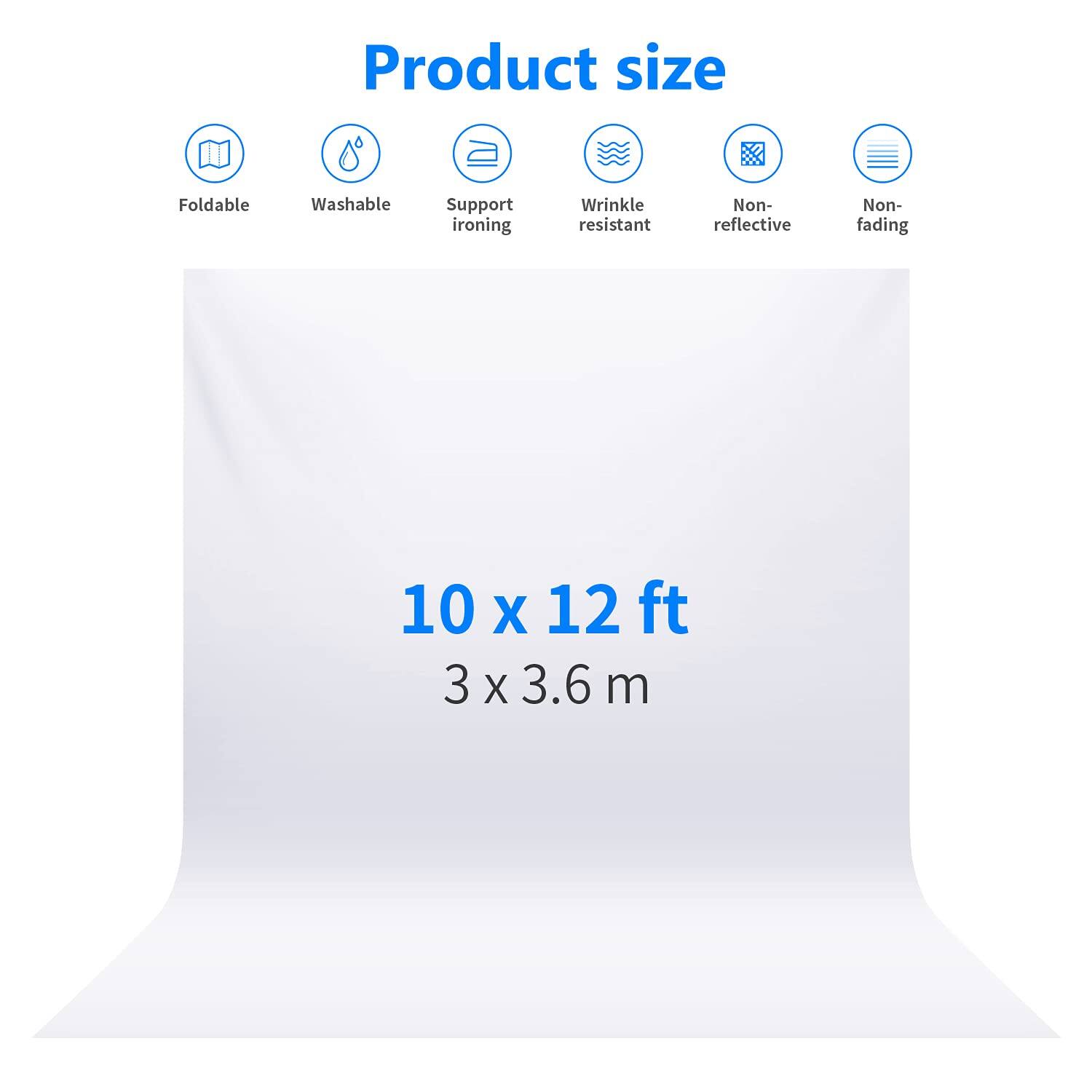 Product size: Foldable, Washable, Support ironing, Wrinkle resistant, Non-reflective, Non-fading  
10 x 12 ft (3 x 3.6 m)