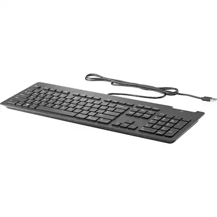 Front. HP - HP USB Business Slim Smartcard Keyboard - Cable Connectivity - USB Interface - Key Light Indicators - Membrane Keyswitch - Black.