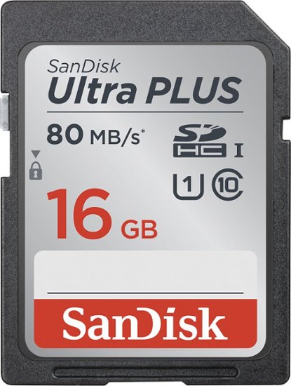 SanDisk - Ultra PLUS 16GB SDHC UHS-I Memory Card - Front Zoom