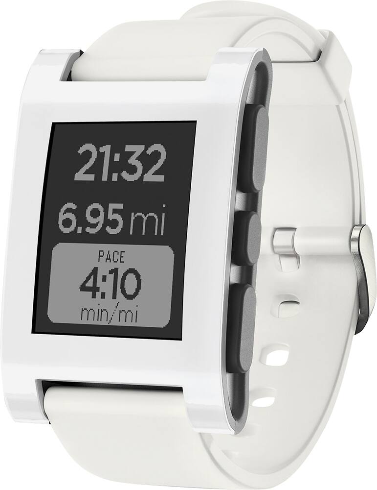 Alt View 2. Pebble - Smartwatch 33mm Plastic - White Silicone.