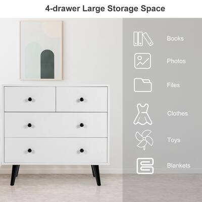 Costway 4 Drawers Dresser Chest of Drawers Free Standing Sideboard Cabinet White Costway 4 Drawers Dresser Chest of Drawers Free Standing Sideboard Cabinet White