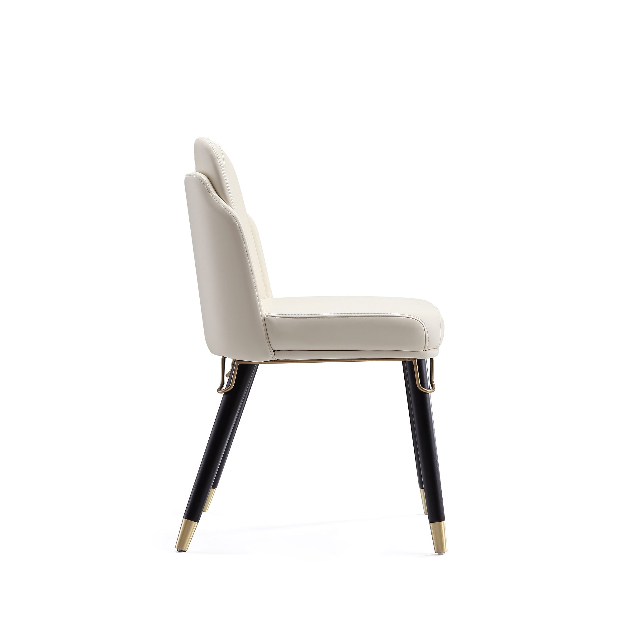 Alt View 1. Manhattan Comfort - Estelle Modern Wood Vegan Leather Dining Chair - Cream.