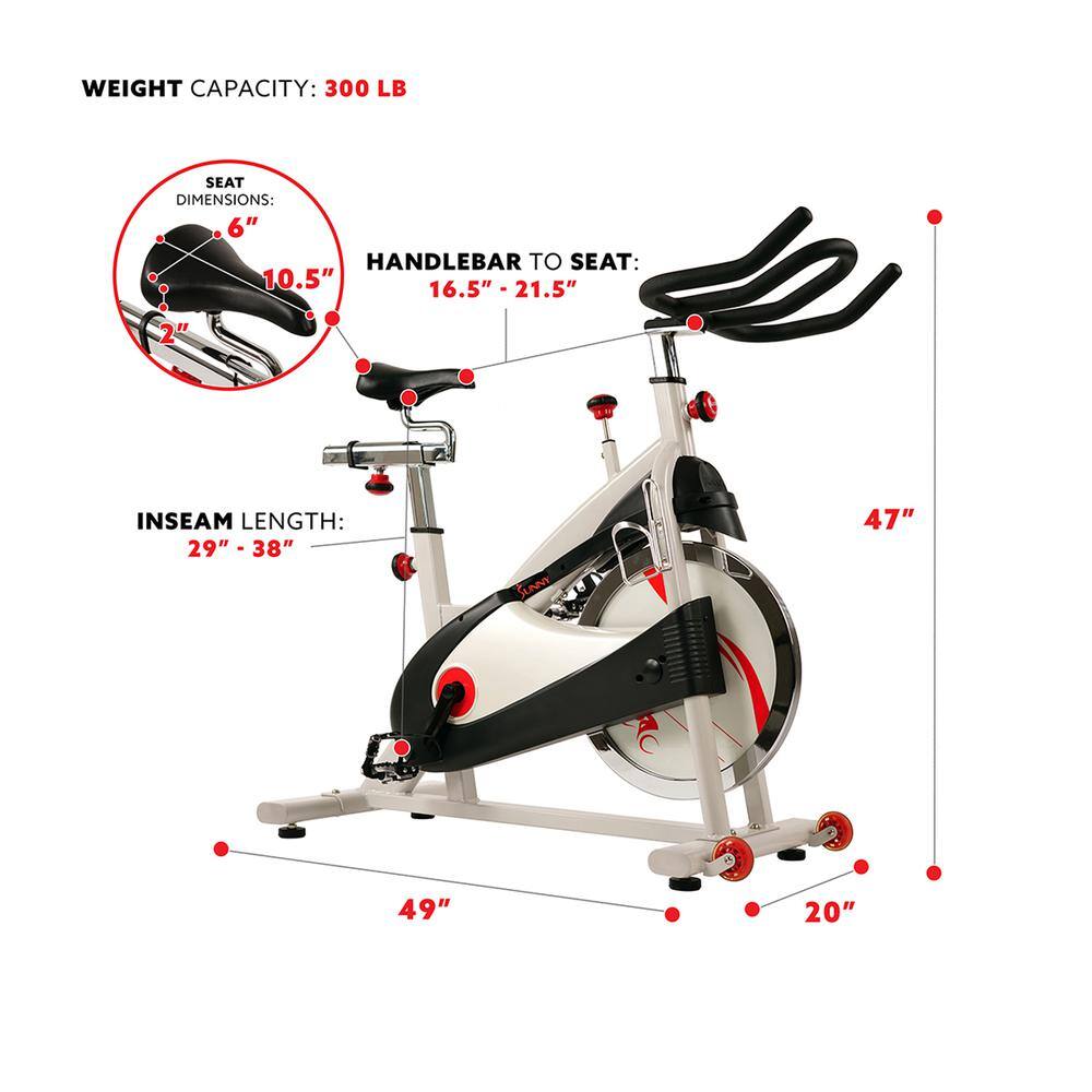 WEIGHT CAPACITY: 300 LB  
SEAT DIMENSIONS: 6"  
HANDLEBAR TO SEAT: 10.5"  
16.5" - 21.5"  
2"  
INSEAM LENGTH: 29" - 38"  
47"  
49"  
20"