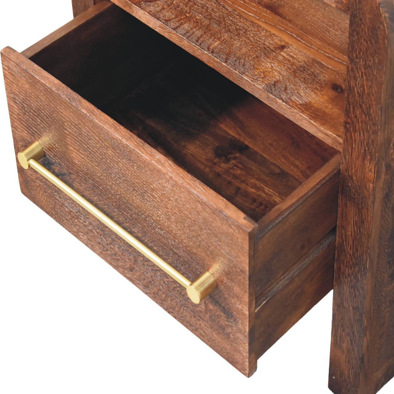 Alt View 7. Artisan Furniture - Artisan Furniture Solid Wood Tiger Oak Open Bedside with Brass Handle - Brown.