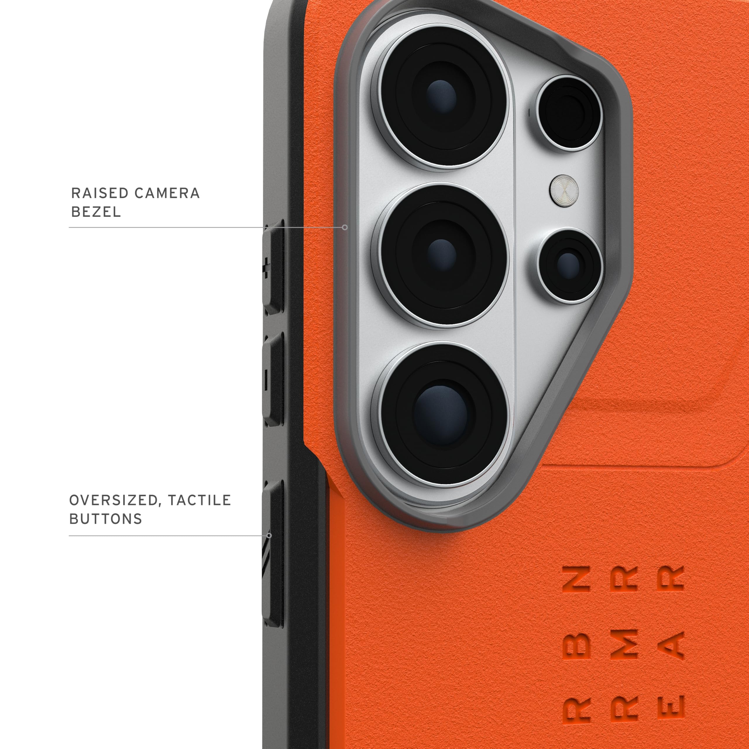 RAISED CAMERA BEZEL  
OVERSIZED, TACTILE BUTTONS  
RBNR  
RMR  
EAR