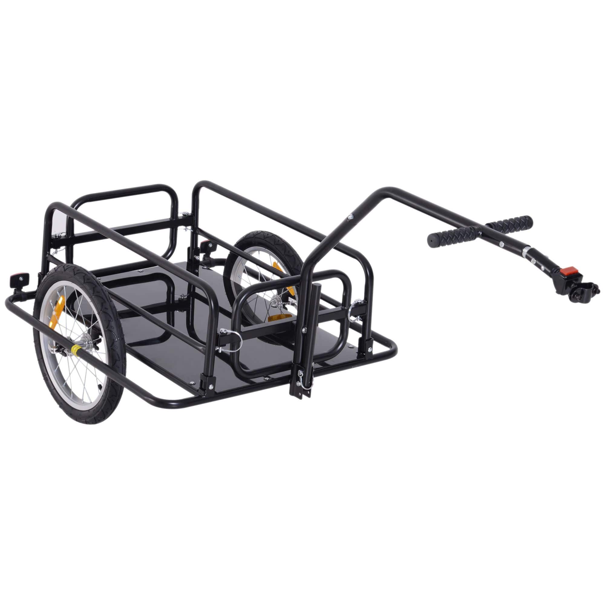 Loheer - Foldable Bike Cargo Trailer with Hitch Steel Frame Bicycle Cart Black