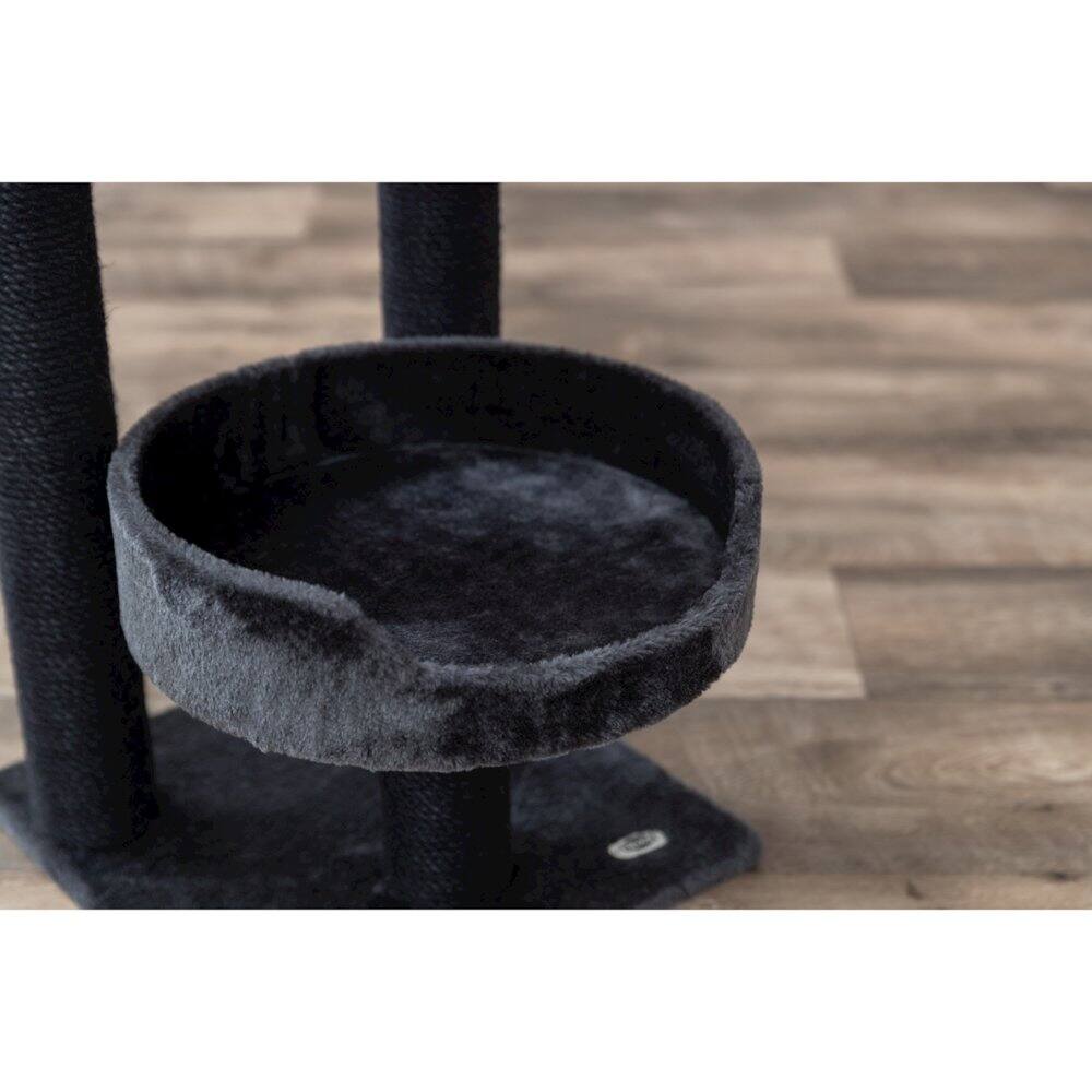 Left. TRIXIE - Isaba Plush 2-Level Cat Tree with Sisal Scratching Posts, 2 Perch - Black/Gray.