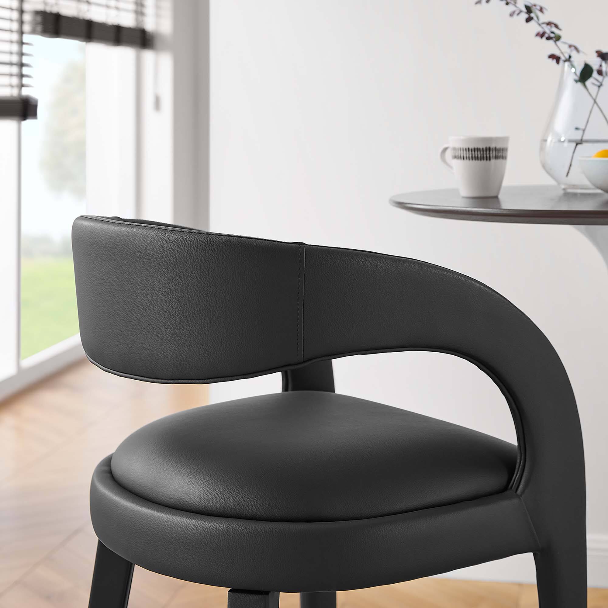 Alt View 6. Modway - Pinnacle Vegan Leather Bar Stool Set of 2 - Black.