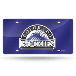Rico Industries - Colorado Rockies Baseball Purple - Mirrored Look - Laser Cut License Plate - Multi