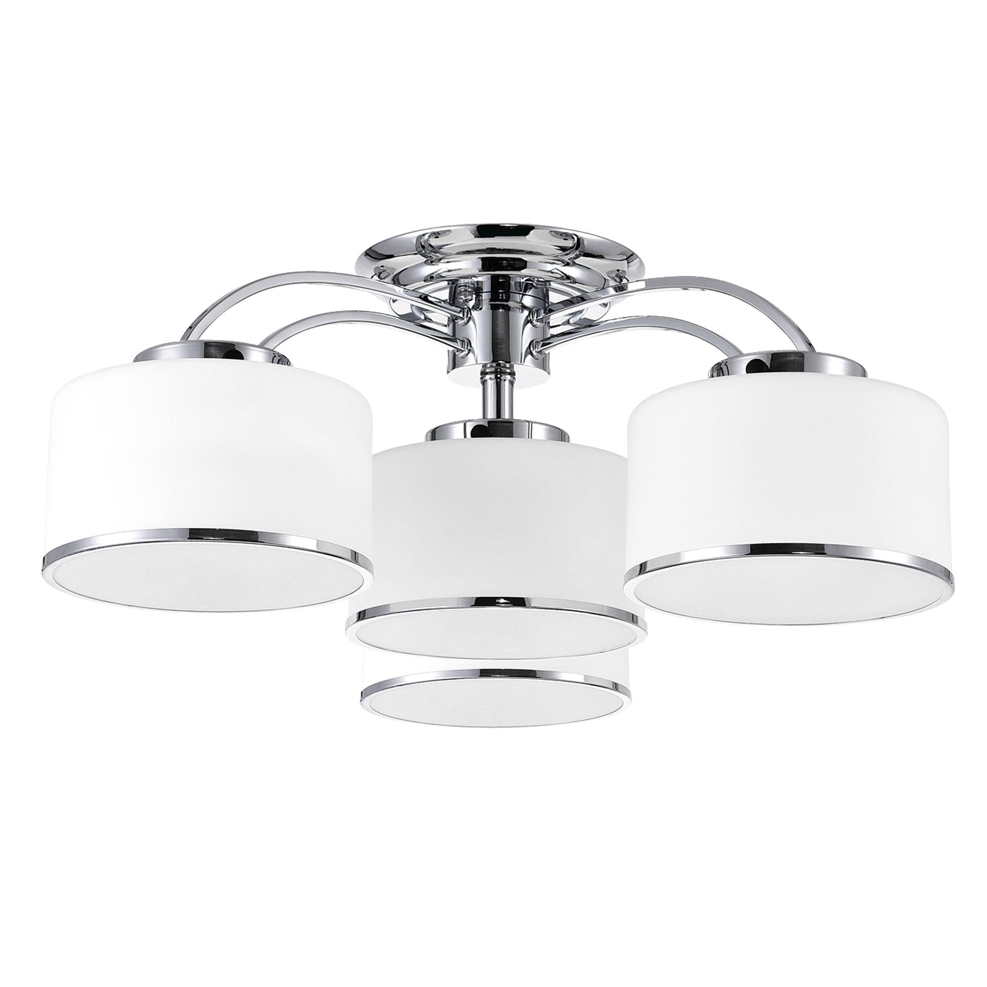 Alt View 1. CWI Lighting - Frosted 4 Light Drum Shade Flush Mount With Chrome Finish - Chrome.