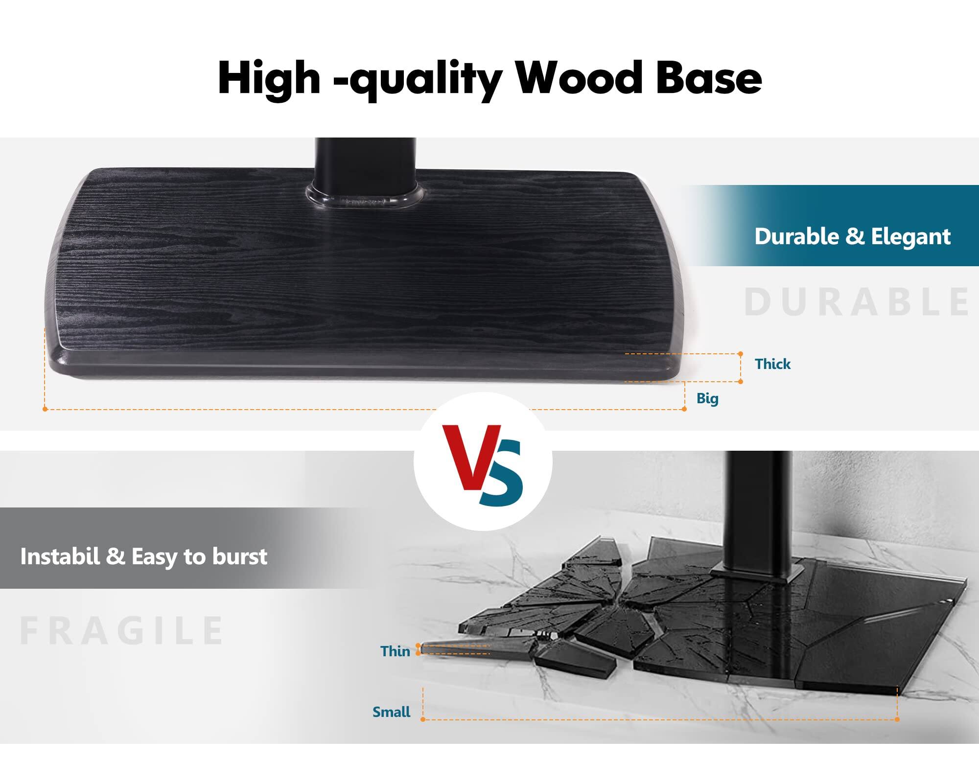 High-quality Wood Base

Durable & Elegant

DURABLE
Thick
Big

VS

Instabil & Easy to burst

FRAGILE
Thin
Small