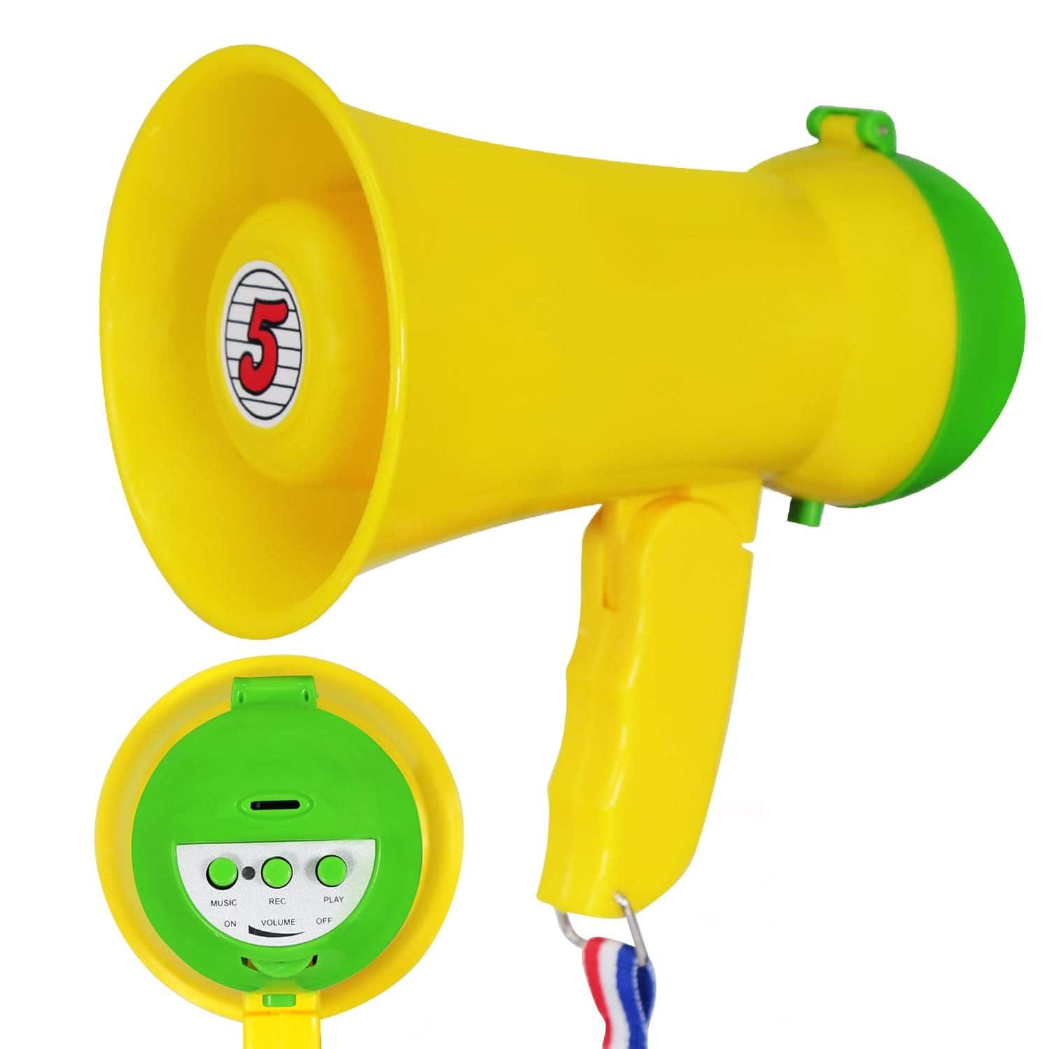 5 CORE - 5Core Megaphone 15W Bull Horn Kids PA Speaker w 400 Yards Range Siren Lightweight Loud Mini Megafono - Yellow