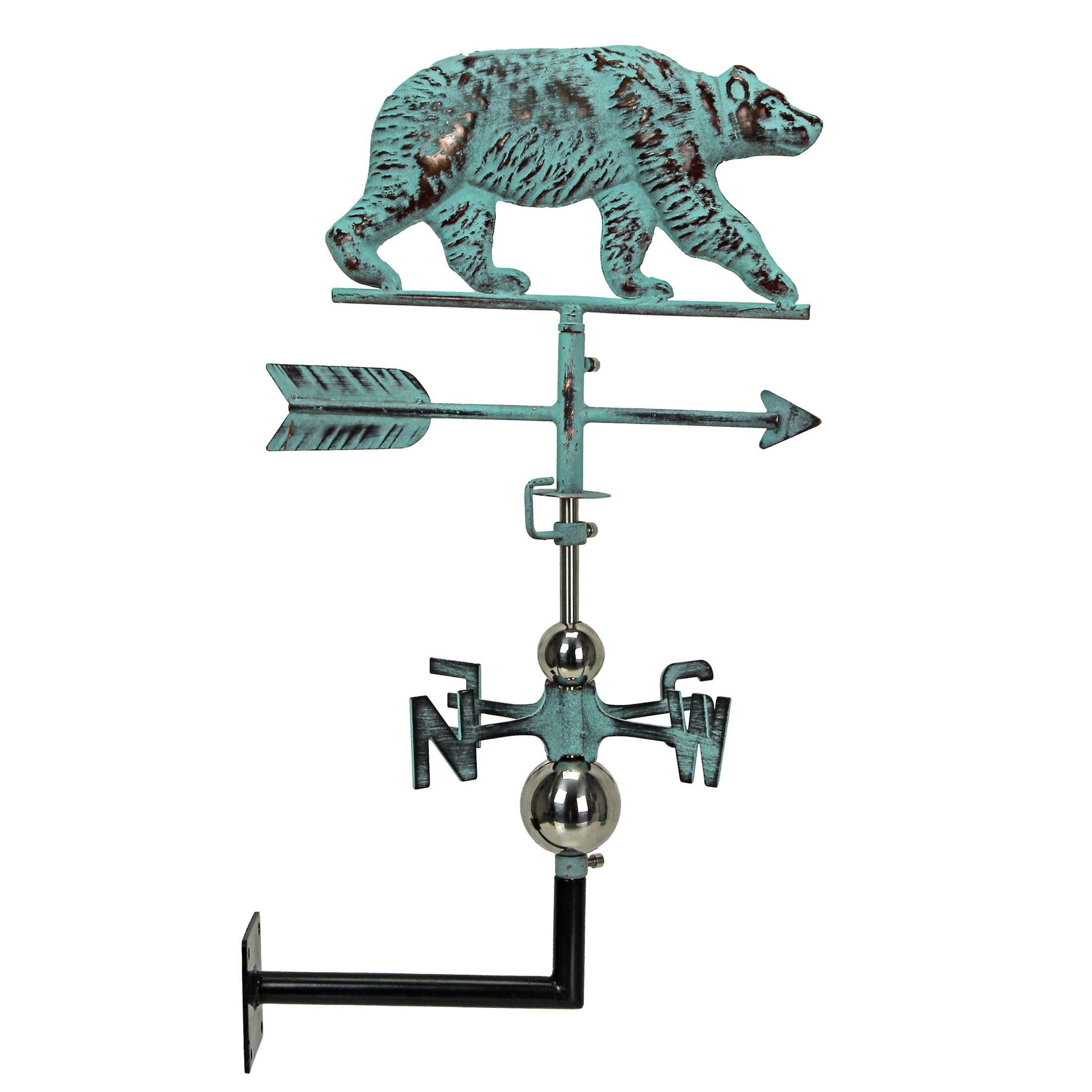 Alt View 1. Contrast Inc. - Verdigris Copper Bear Tabletop Weathervane Home Garden Decor w/ Optional Fence Mount - Teal.