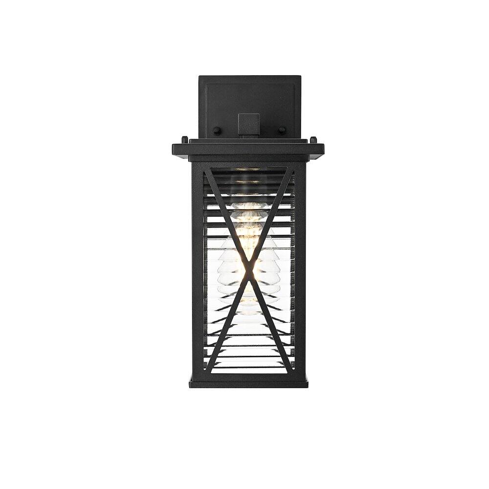 Back. Elegant Lighting - Jada 12 inch Outdoor Wall sconce in Black - Black And Clear.