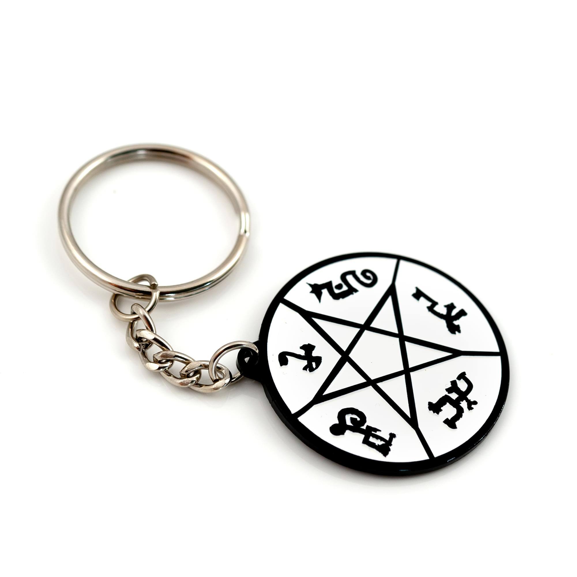Alt View 2. Just Funky - Supernatural Devil's Trap Soft Enamel/Metal Key Chain - Black.
