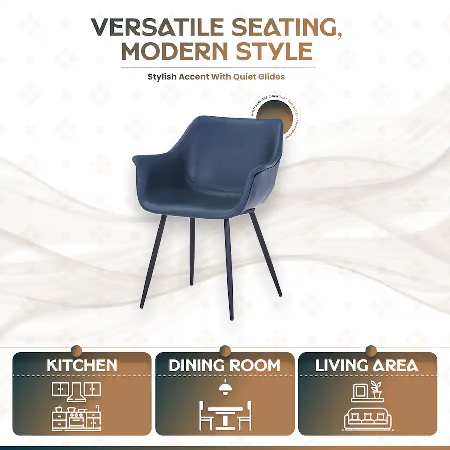 LeisureMod Markley Modern Distressed Leather Dining Chair with Iron ...