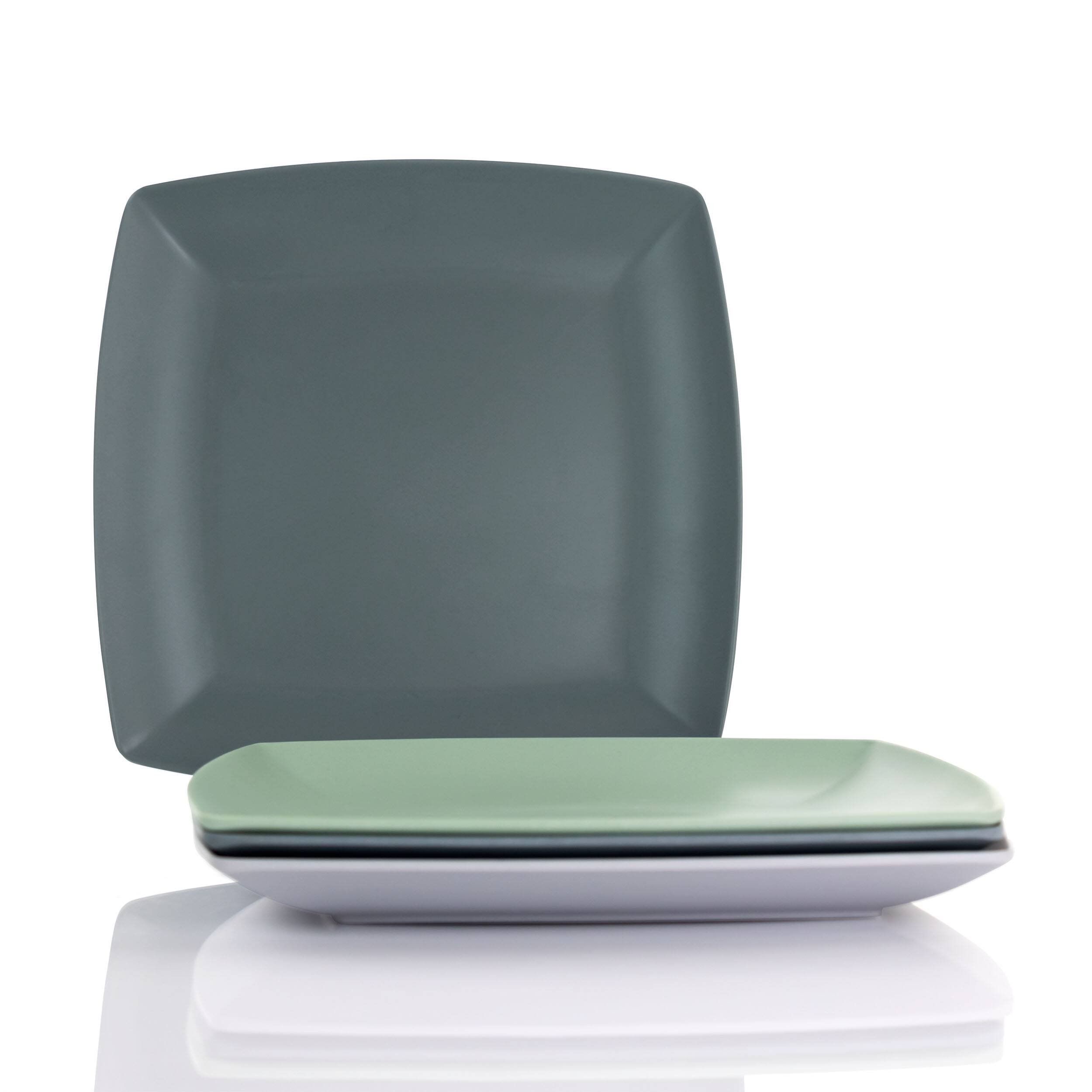 Alt View 1. Gibson - Gibson Home Grayson 4 Piece 8.5 Inch Square Melamine Dessert Plate Set in Assorted Colors - Assorted.