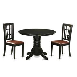 East West Furniture - 3 Pc Dining room set for 2-Dinette Table and 2 dinette Chairs - Black