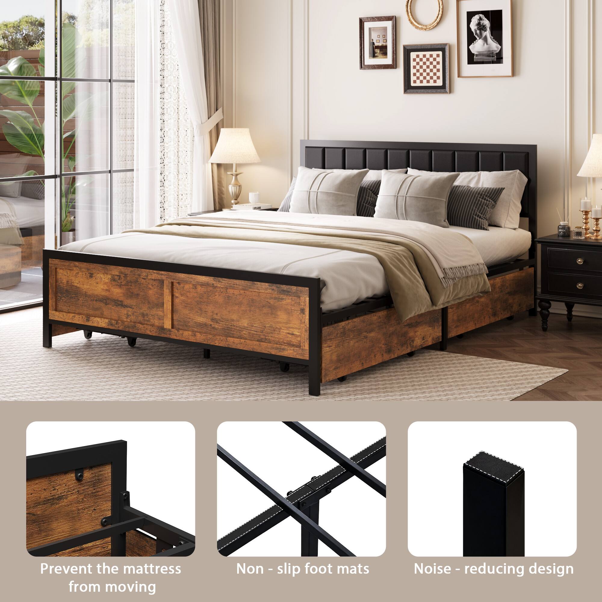 - Prevent the mattress from moving
- Non-slip foot mats
- Noise-reducing design