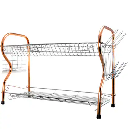 Front. Better Chef - Better Chef 2-Tier 16 in. Chrome Plated Dish Rack in copper - Copper.
