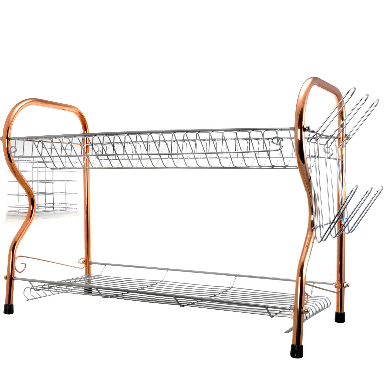 Better Chef - 2-Tier 16 in. Chrome Plated Dish Rack in - Copper