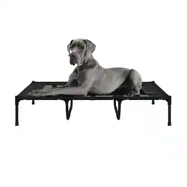 PetMaker - Elevated Dog Bed 48x36-Inch Pet Bed with Non-Slip Feet - Indoor/Outdoor Dog Cot or Puppy Mattress for Pets up to 110lbs - Black