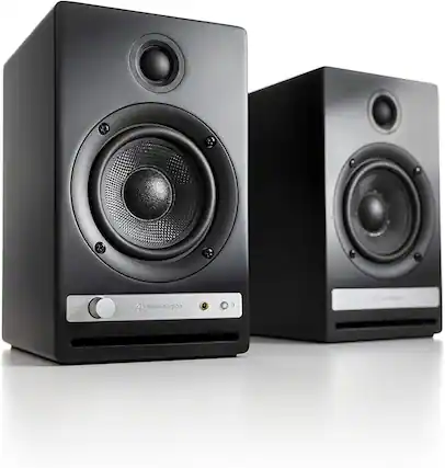 Front. Audioengine - HD4 Next Gen Home Music System w/ Bluetooth aptX Adaptive - Black.