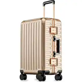 LUGGEX - 28 Inch Checked Luggage Zipperless Aluminum-Frame PC Suitcase with Spring-Loaded Wheels 8010S - ZX-Core - Champagne