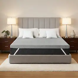 Dyonery - 3" Firm to Extra Firm Memory Foam Mattress Topper Supportive Mattress Pad for Back Pain Relief, with Senior Grey Cover - Gray
