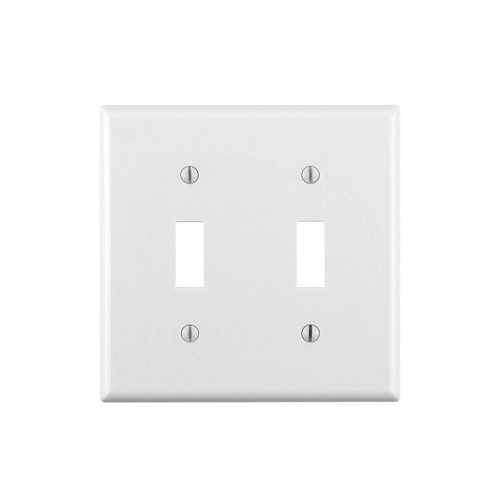Front. Leviton - Leviton White 2 gang Thermoset Plastic Toggle Wall Plate 1 pk (Case of 25) - White.