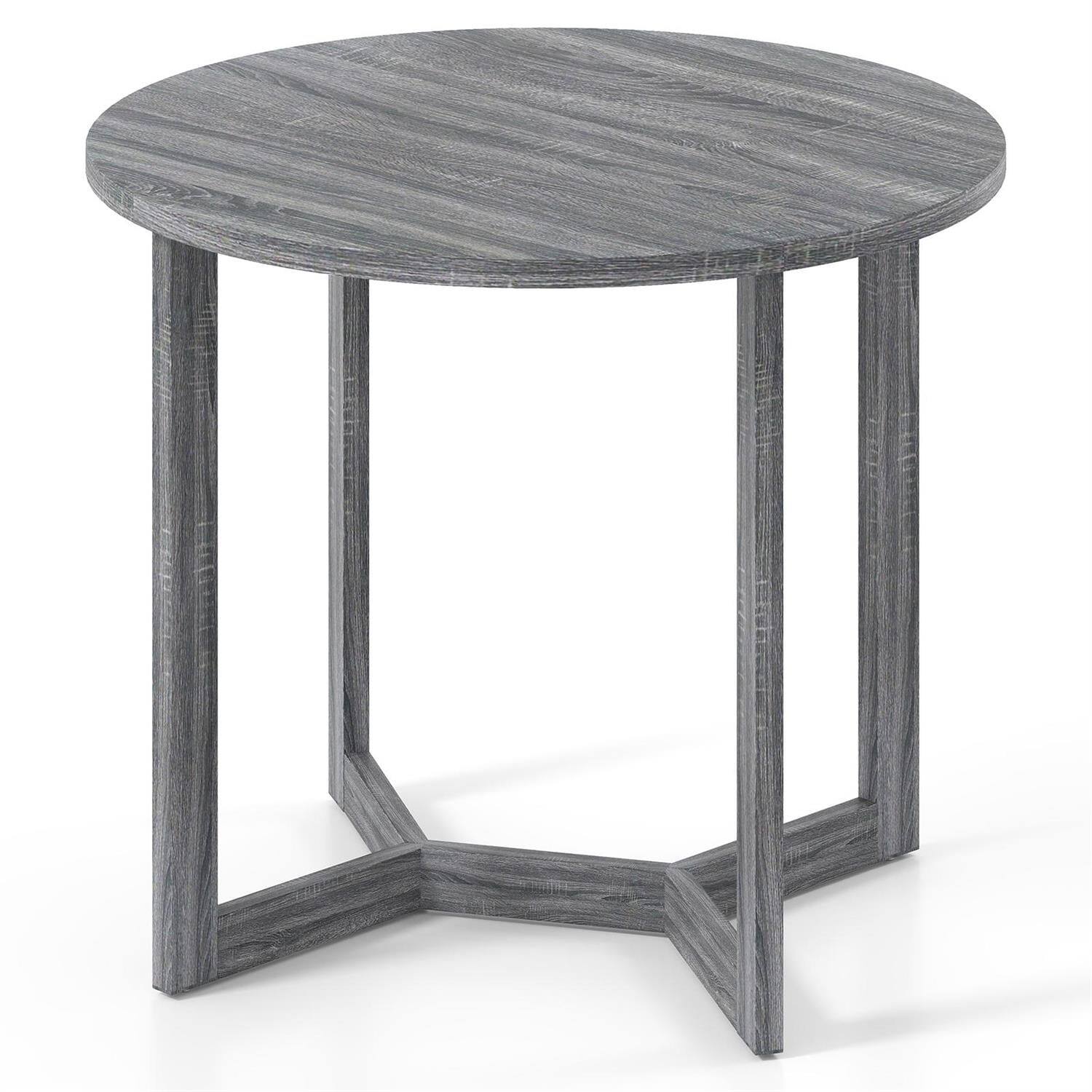 Back. Pefilos - 36" Round Dining Table,Wing-Shaped Pedestal Base,Rubber Wood Legs,Non-Slip Pads,Black - Black.