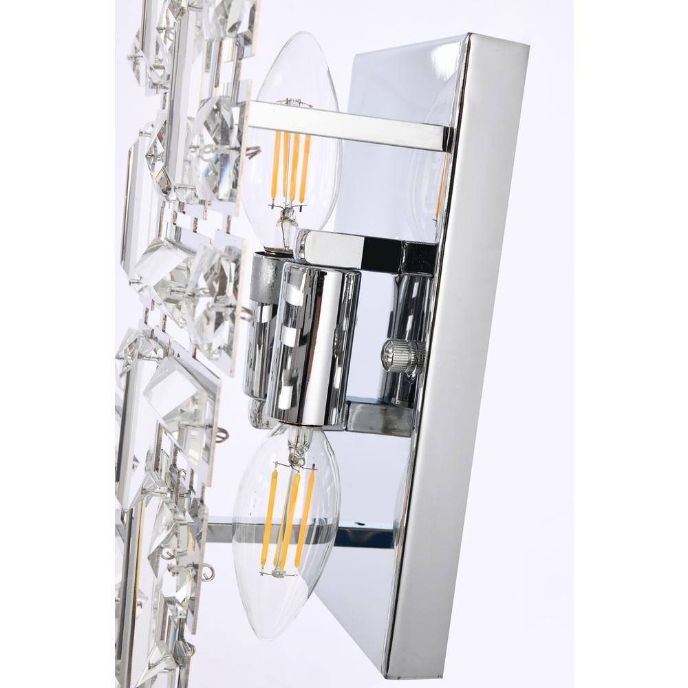 Alt View 1. Elegant Lighting - Picasso 2 light Chrome Wall Sconce Clear Royal Cut Crystal - Chrome.