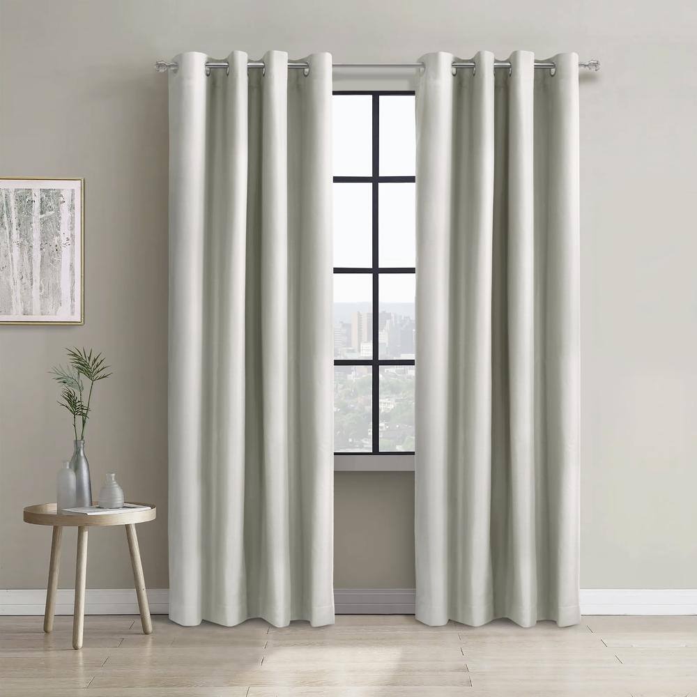 Angle. Commonwealth Home Fashions - Thermaplus Alpine Blackout Premium Stylish and Functional Grommet Curtain Panel 52" x 95" White - White.