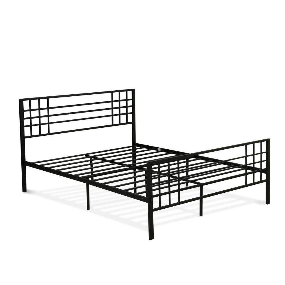 Left. East West Furniture - Tyler Bed Frame with 9 Metal Legs - High-class Bed in Powder Coating Black Color - Black.