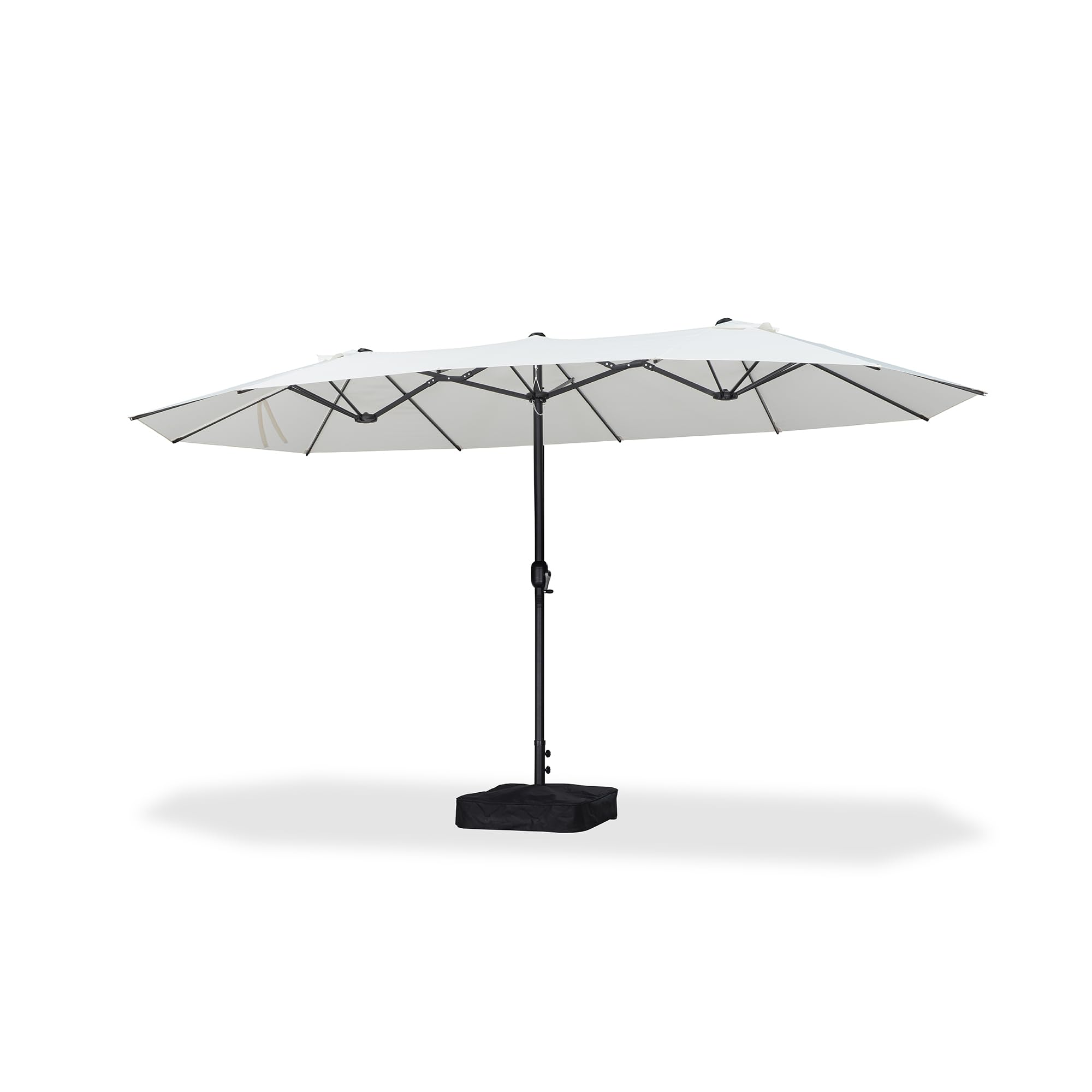 Alt View 7. PURPLE LEAF - 14 ft. Patio Market Umbrella with Base Double-Sided Outdoor Table Sun Umbrellas with Crank for Pool Beach Deck Backyard - White.